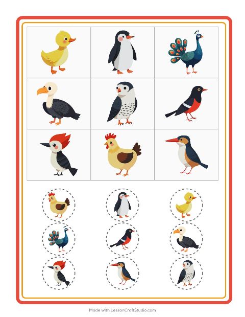 Pré-visualização da ficha de Bingo com Pássaros 2 para Educação infantil (pré-escola, 5-7 anos)