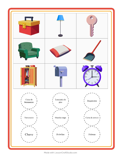 Pré-visualização da ficha de Bingo com Pela casa para Educação infantil (pré-escola, 5-7 anos)