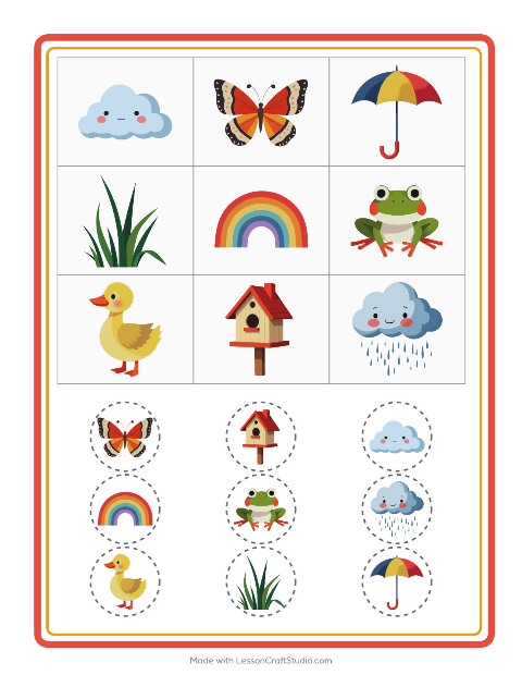 Pré-visualização da ficha de Bingo com Primavera para Educação infantil (pré-escola, 5-7 anos)