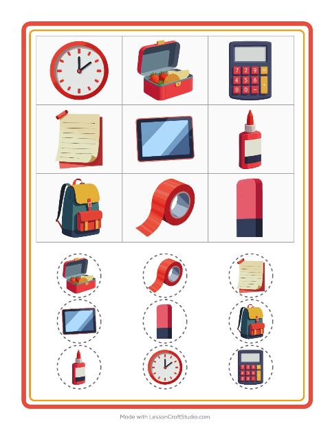 Pré-visualização da ficha de Bingo com Sala de aula para Educação infantil (pré-escola, 5-7 anos)