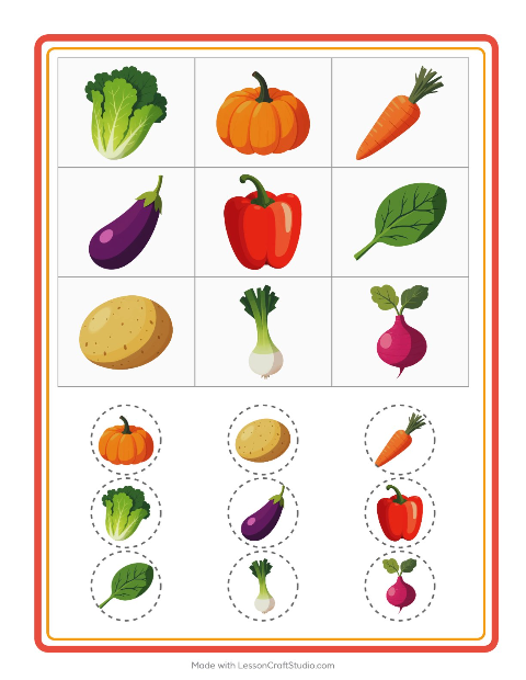 Pré-visualização da ficha de Bingo com Vegetais para Educação infantil (pré-escola, 5-7 anos)