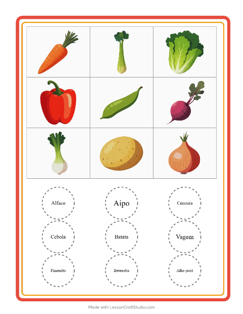 Bingo de imagens: Vegetais – para a educação infantil — 2