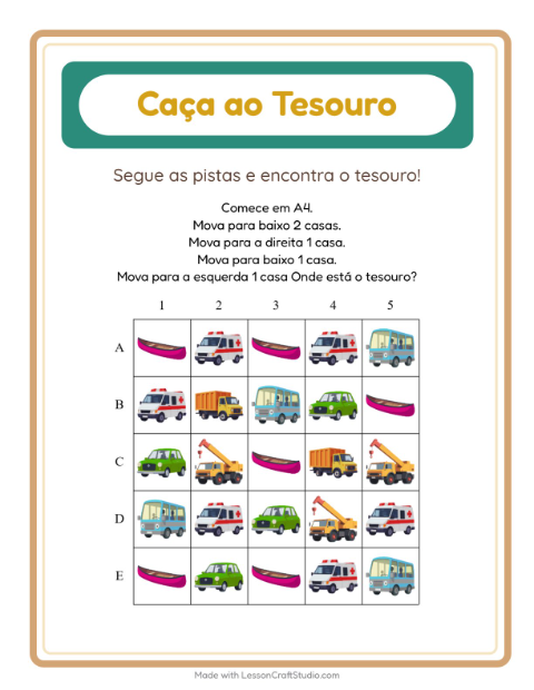 Pré-visualização da ficha de Caça Ao Tesouro com 4 de Julho para 1º ano do ensino fundamental