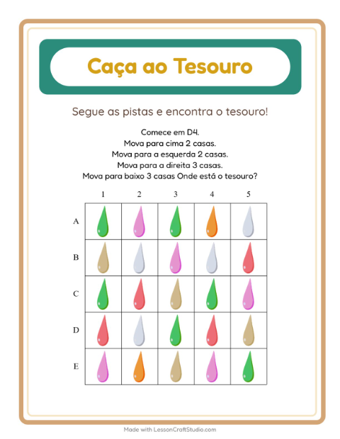 Pré-visualização da ficha de Caça Ao Tesouro com 4 de Julho para 1º ano do ensino fundamental