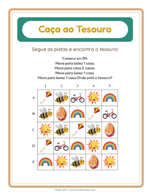 Pré-visualização da ficha de Caça Ao Tesouro com 4 de Julho para 1º ano do ensino fundamental