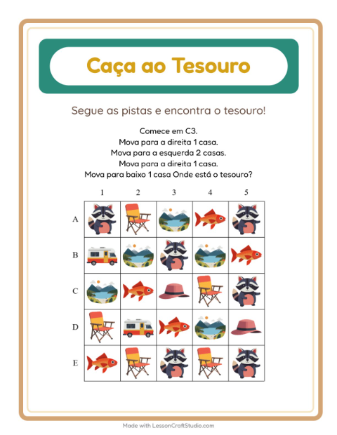 Pré-visualização da ficha de Caça Ao Tesouro com 4 de Julho para 1º ano do ensino fundamental