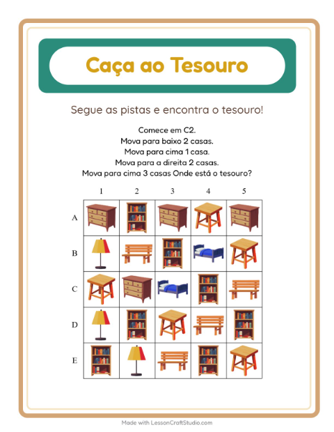 Pré-visualização da ficha de Caça Ao Tesouro com 4 de Julho para 1º ano do ensino fundamental