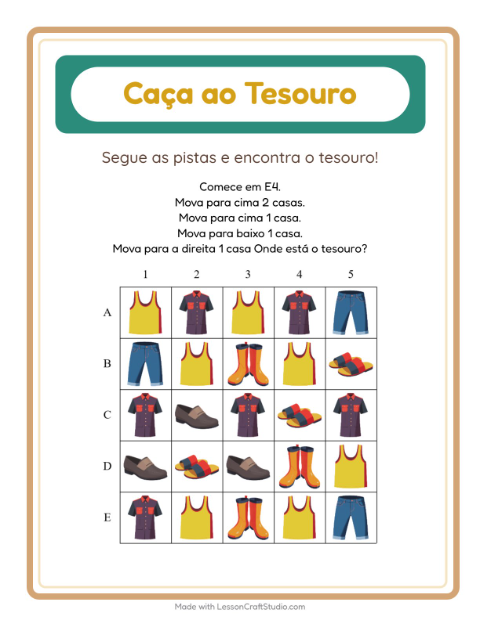 Pré-visualização da ficha de Caça Ao Tesouro com 4 de Julho para 1º ano do ensino fundamental
