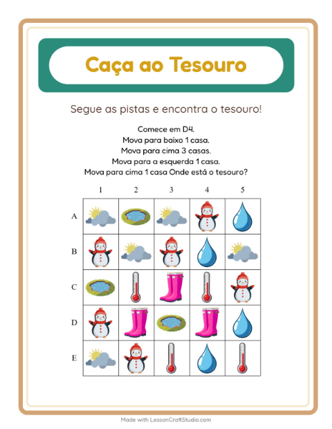 Pré-visualização da ficha de Caça Ao Tesouro com 4 de Julho para 1º ano do ensino fundamental