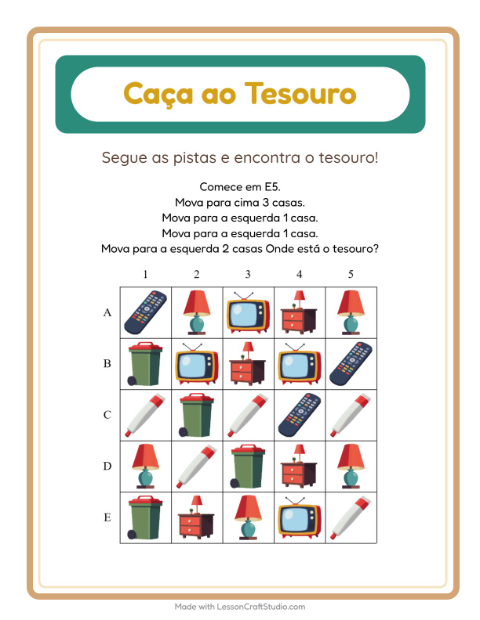 Pré-visualização da ficha de Caça Ao Tesouro com 4 de Julho para 1º ano do ensino fundamental