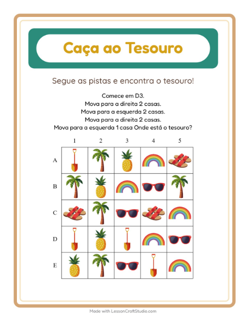 Pré-visualização da ficha de Caça Ao Tesouro com 4 de Julho para 1º ano do ensino fundamental