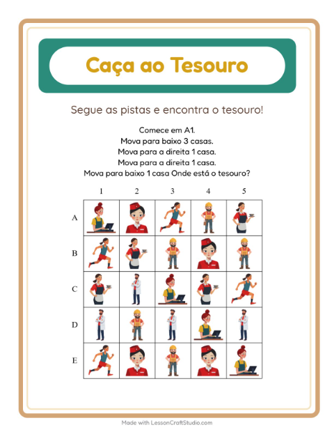 Pré-visualização da ficha de Caça Ao Tesouro com 4 de Julho para 1º ano do ensino fundamental