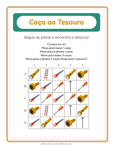 Pré-visualização da ficha de Caça Ao Tesouro com 4 de Julho para 1º ano do ensino fundamental