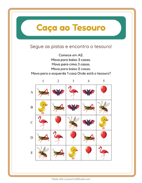 Pré-visualização da ficha de Caça Ao Tesouro com 4 de Julho para 1º ano do ensino fundamental