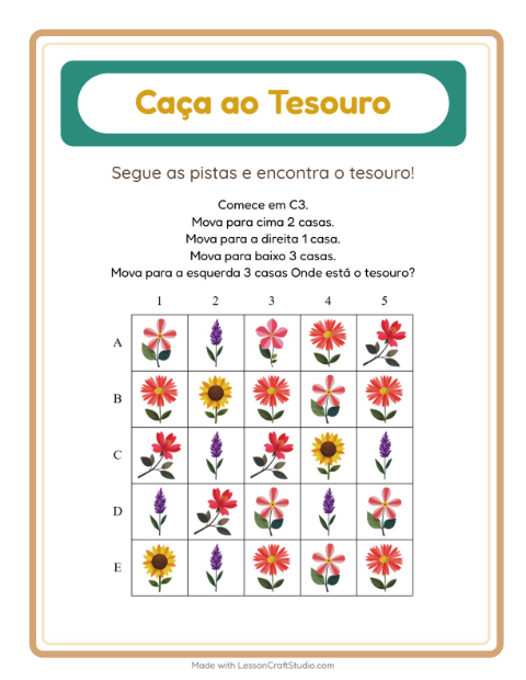 Pré-visualização da ficha de Caça Ao Tesouro com 4 de Julho para 1º ano do ensino fundamental