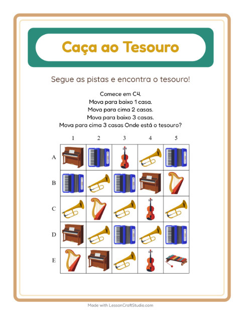 Pré-visualização da ficha de Caça Ao Tesouro com 4 de Julho para 1º ano do ensino fundamental