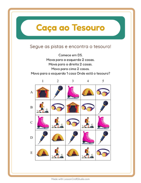 Pré-visualização da ficha de Caça Ao Tesouro com 4 de Julho para 1º ano do ensino fundamental