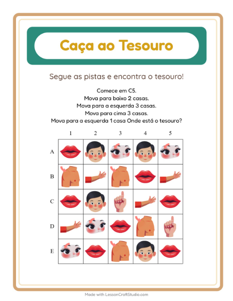 Pré-visualização da ficha de Caça Ao Tesouro com 4 de Julho para 1º ano do ensino fundamental
