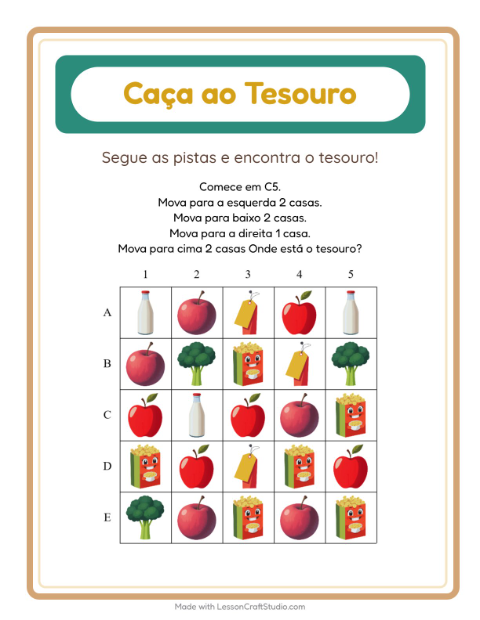 Pré-visualização da ficha de Caça Ao Tesouro com 4 de Julho para 1º ano do ensino fundamental