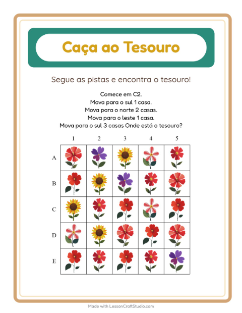 Pré-visualização da ficha de Caça Ao Tesouro com 4 de Julho para 1º ano do ensino fundamental