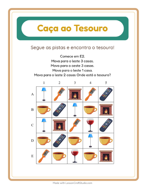Pré-visualização da ficha de Caça Ao Tesouro com 4 de Julho para 1º ano do ensino fundamental