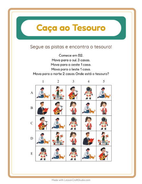 Pré-visualização da ficha de Caça Ao Tesouro com 4 de Julho para 1º ano do ensino fundamental