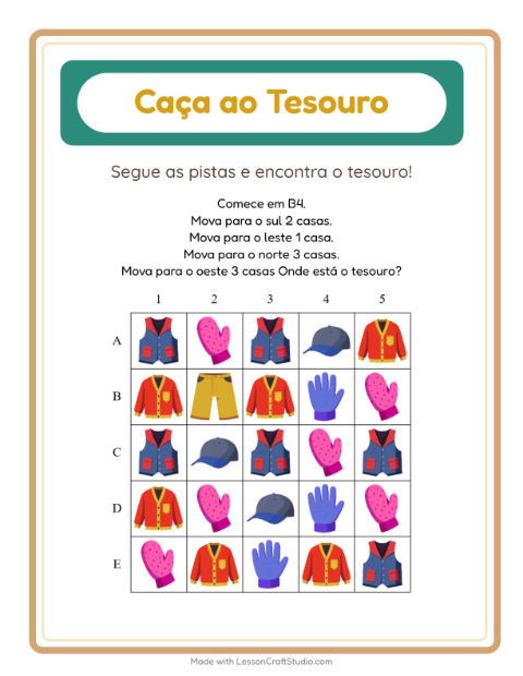 Pré-visualização da ficha de Caça Ao Tesouro com 4 de Julho para 1º ano do ensino fundamental