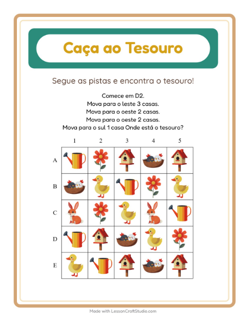 Pré-visualização da ficha de Caça Ao Tesouro com 4 de Julho para 1º ano do ensino fundamental