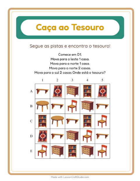 Pré-visualização da ficha de Caça Ao Tesouro com 4 de Julho para 1º ano do ensino fundamental