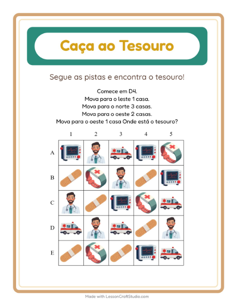 Pré-visualização da ficha de Caça Ao Tesouro com 4 de Julho para 1º ano do ensino fundamental