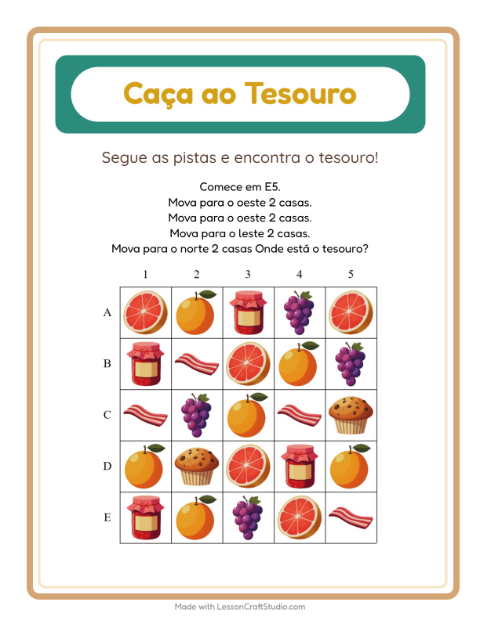 Pré-visualização da ficha de Caça Ao Tesouro com 4 de Julho para 1º ano do ensino fundamental
