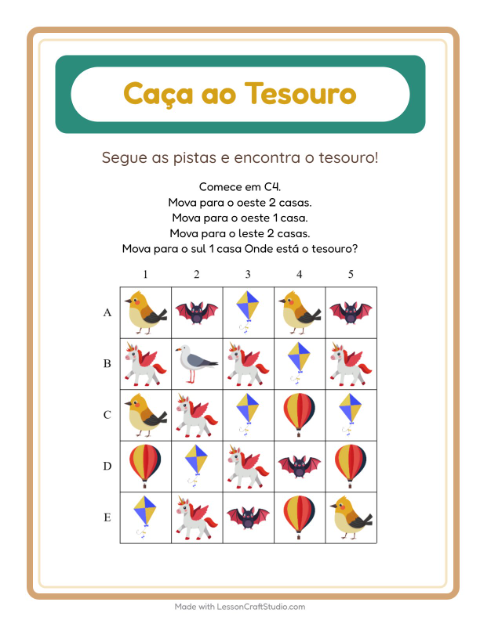 Pré-visualização da ficha de Caça Ao Tesouro com 4 de Julho para 1º ano do ensino fundamental