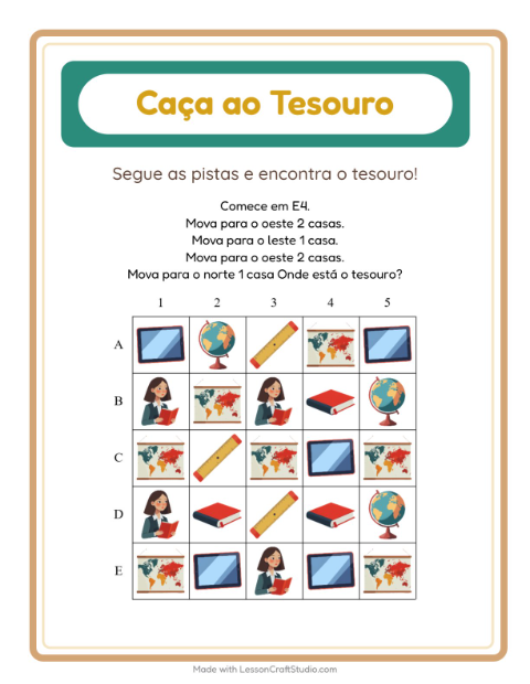 Pré-visualização da ficha de Caça Ao Tesouro com 4 de Julho para 1º ano do ensino fundamental