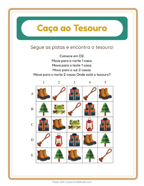 Pré-visualização da ficha de Caça Ao Tesouro com 4 de Julho para 1º ano do ensino fundamental