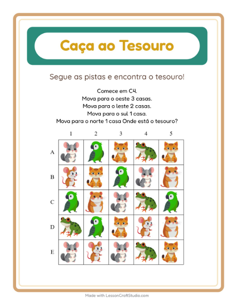 Pré-visualização da ficha de Caça Ao Tesouro com 4 de Julho para 1º ano do ensino fundamental