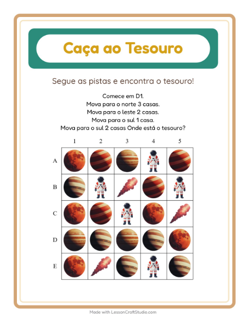 Pré-visualização da ficha de Caça Ao Tesouro com 4 de Julho para 1º ano do ensino fundamental