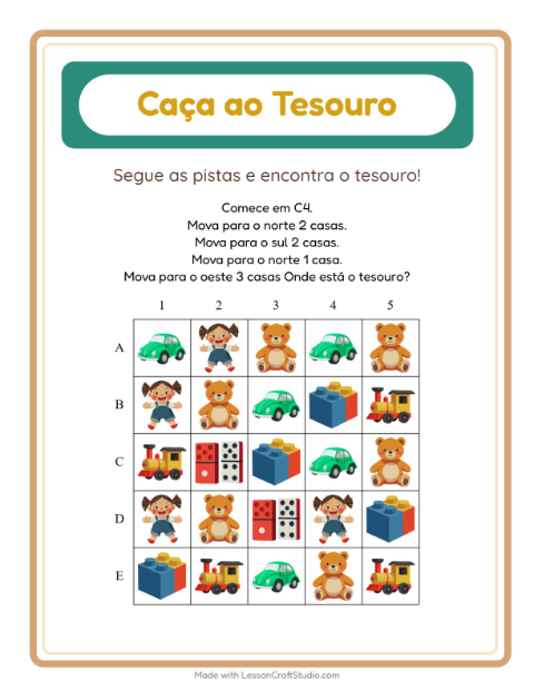 Pré-visualização da ficha de Caça Ao Tesouro com 4 de Julho para 1º ano do ensino fundamental