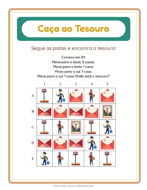 Pré-visualização da ficha de Caça Ao Tesouro com 4 de Julho para 1º ano do ensino fundamental