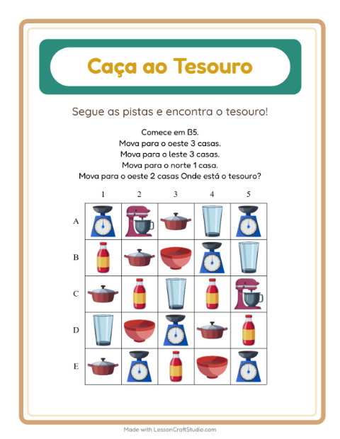 Pré-visualização da ficha de Caça Ao Tesouro com 4 de Julho para 1º ano do ensino fundamental
