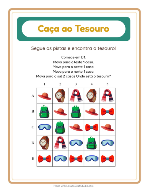 Pré-visualização da ficha de Caça Ao Tesouro com 4 de Julho para 1º ano do ensino fundamental