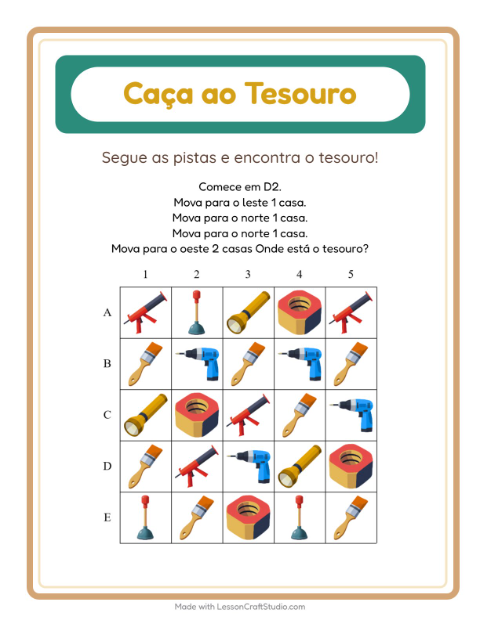 Pré-visualização da ficha de Caça Ao Tesouro com 4 de Julho para 1º ano do ensino fundamental