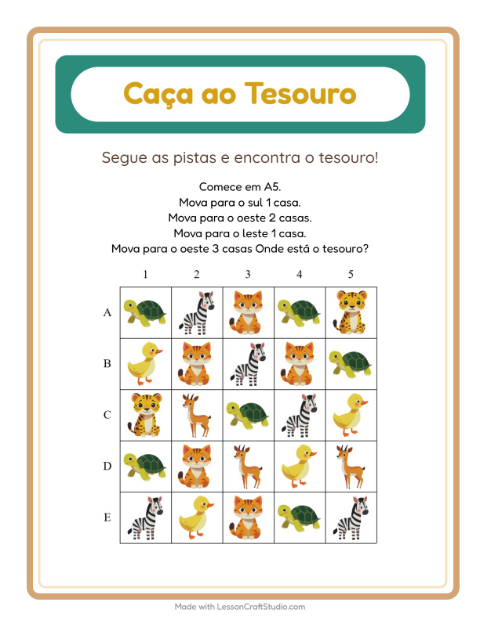 Pré-visualização da ficha de Caça Ao Tesouro com 4 de Julho para 1º ano do ensino fundamental
