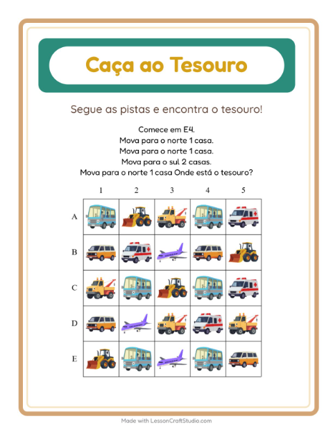 Pré-visualização da ficha de Caça Ao Tesouro com 4 de Julho para 1º ano do ensino fundamental