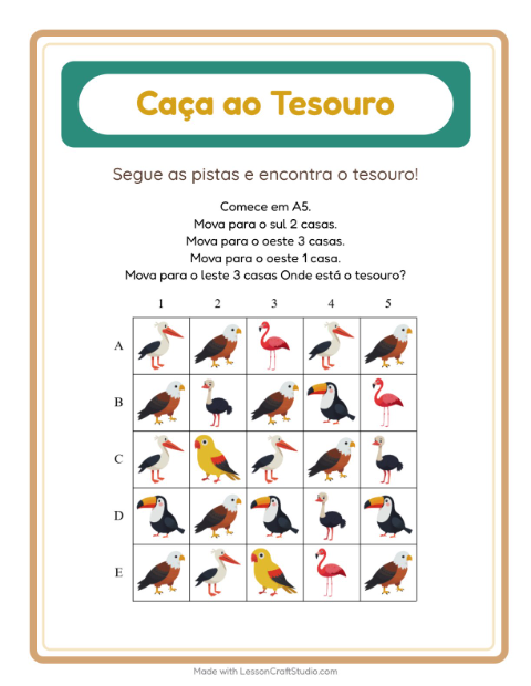 Pré-visualização da ficha de Caça Ao Tesouro com 4 de Julho para 1º ano do ensino fundamental