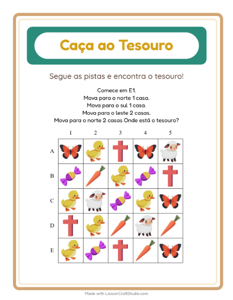 Pré-visualização da ficha de Caça Ao Tesouro com 4 de Julho para 1º ano do ensino fundamental