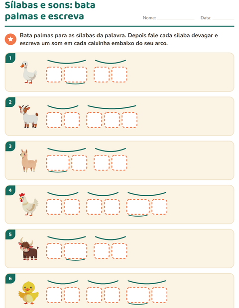 Pré-visualização da ficha de Caixinhas de sons com Animais da fazenda para 1º ano do ensino fundamental