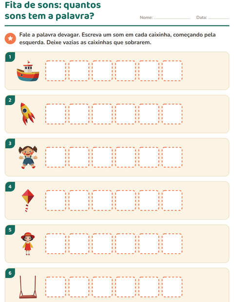 Pré-visualização da ficha de Caixinhas de sons com Brinquedos para 1º ano do ensino fundamental