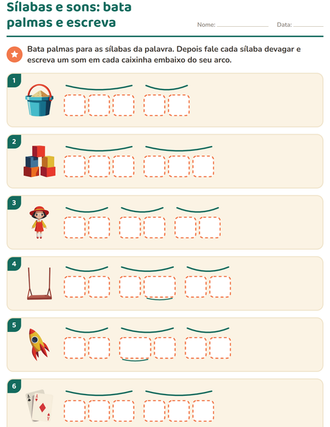 Pré-visualização da ficha de Caixinhas de sons com Brinquedos para 1º ano do ensino fundamental