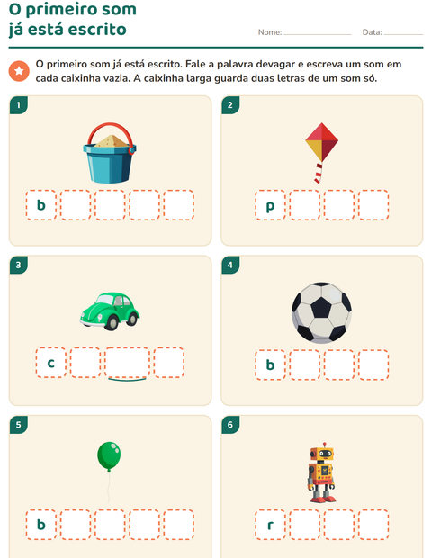 Pré-visualização da ficha de Caixinhas de sons com Brinquedos para Educação infantil (pré-escola, 5-7 anos)