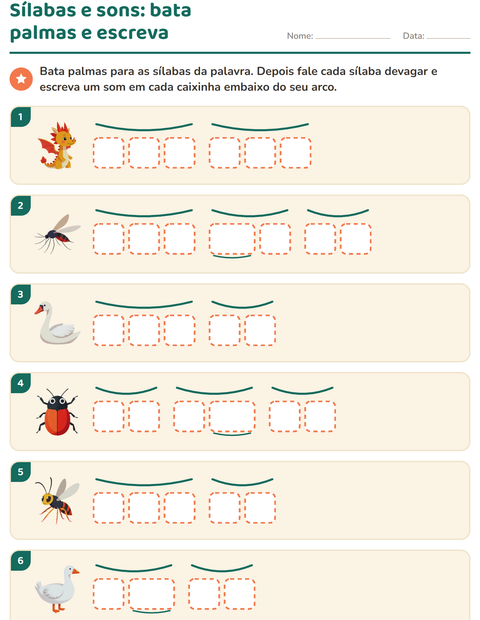 Pré-visualização da ficha de Caixinhas de sons com Coisas que voam para 1º ano do ensino fundamental